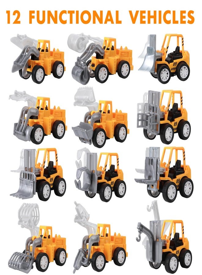 FANELEQU 36 Pack Pull Back Construction Engineering Vehicles Toy Playset, Mini Plastic Construction Excavator Trucks Car Toys for Boys Girls Kids Toddlers - Image 3
